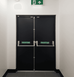 Steel exit fire doors